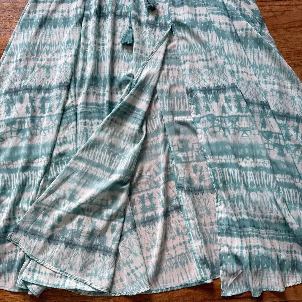 Aakaa Strapless Tie Dye Blue Maxi Dress Sz S Romantic Boho Feminine Vacay Resort